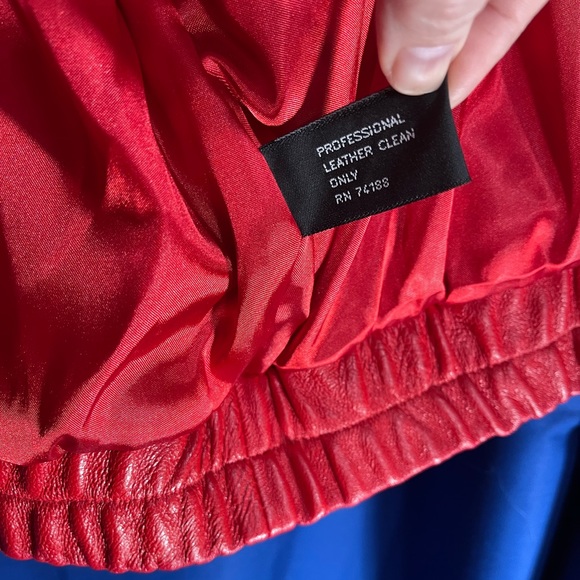 Red Georgetown Leather Design Vintage Bomber Style Leather Jacket-Men’s Small - Picture 7 of 12